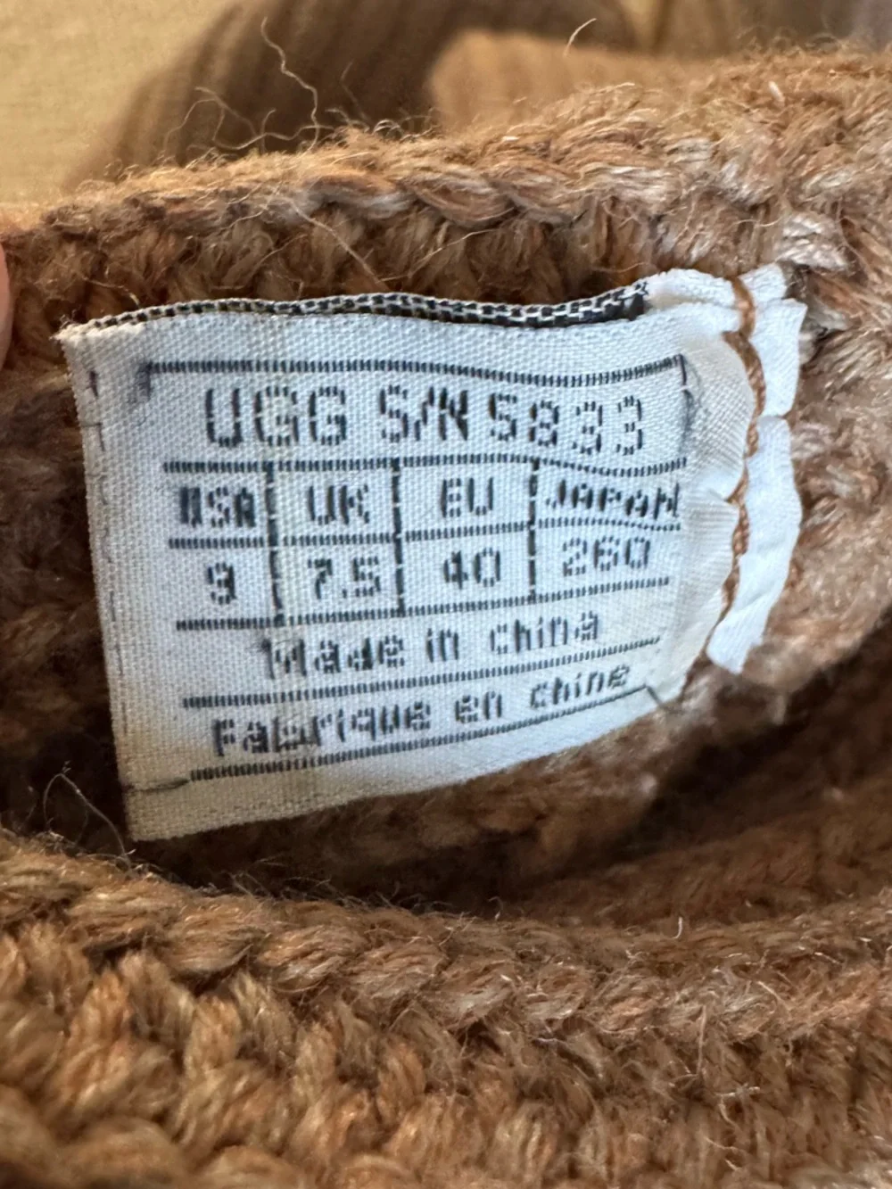 UGG Australia Knit Sweater Boots Fold Over Cozy Lounge Slouch Brown Size 9